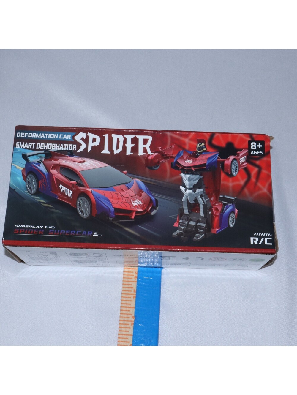 Spider Boys Remote Control Transform Car Robot Red Blue